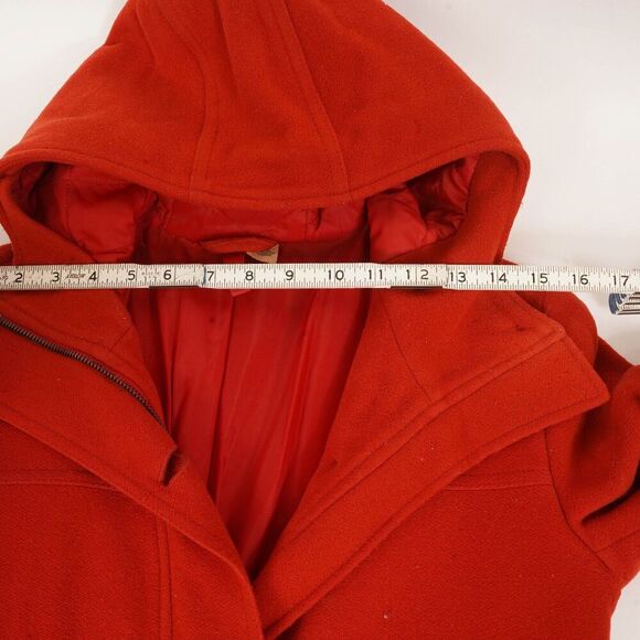 Divided by H&M Red Three Button and Zipped Long Sleeve Hooded Wool Jacket Size 4 - Picture 13 of 16